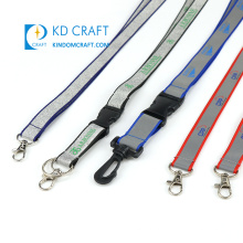 Custom logo polyester neck strap silk screen printed china wholesale reflective lanyard with detachable buckle